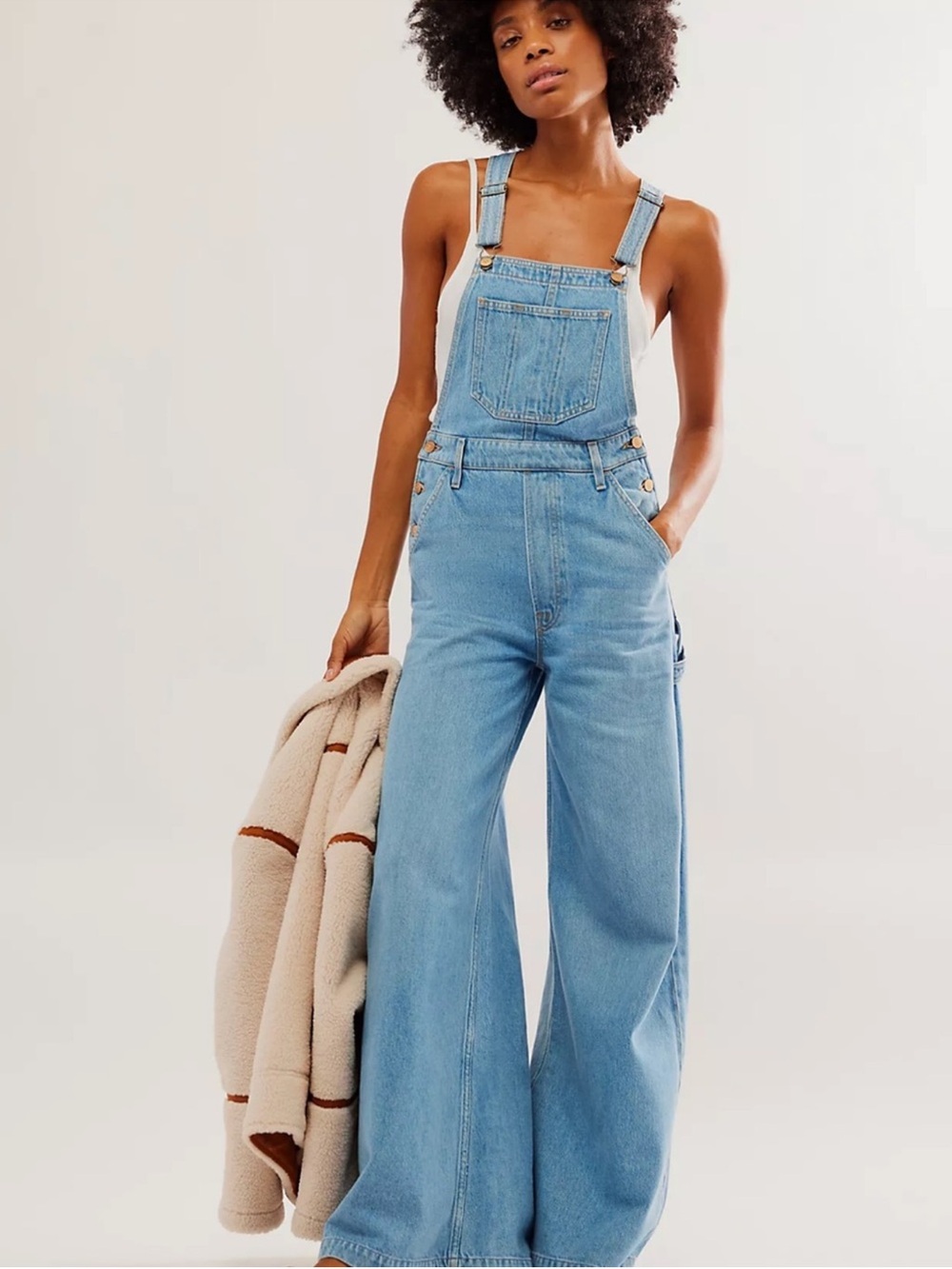 MOTHER Snacks The Sugar Cone Heel Overalls in All You Can Eat